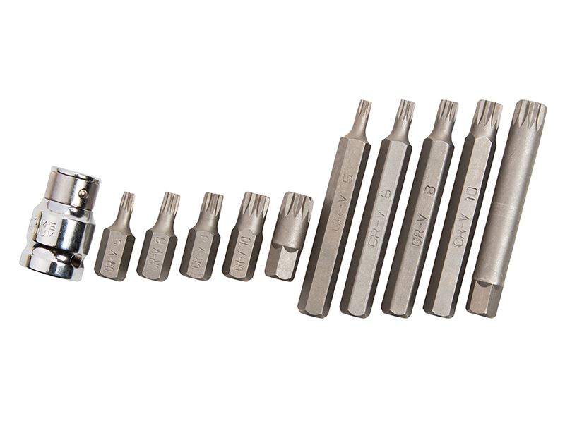 BlueSpot Spline Bit Set, 11-Piece, Chrome Vanadium Steel