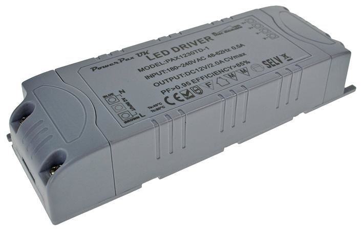 Powerpax Alimentatore LED a Tensione Costante 30W, 12V 2A, Dimmerabile