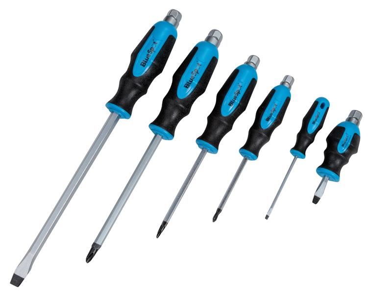 BlueSpot Hex Bolster Screwdriver Set, 6-Piece, Chrome Vanadium Steel