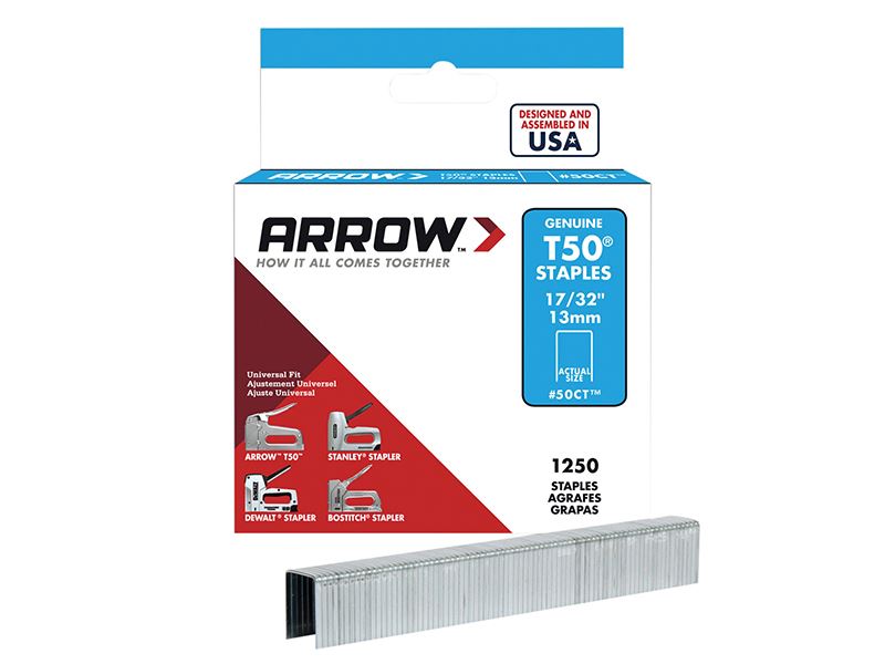 Arrow T50 Ceiltile Staples, 13mm, 1250 per Box