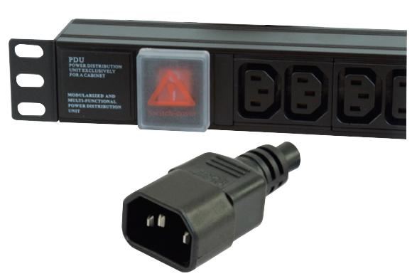 LMS DATA - 1U 12-fach 10A IEC C13 Steckdosen zu C14 Stecker horizontale PDU