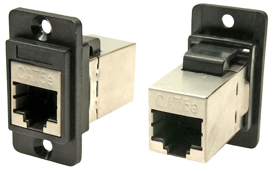 CLIFF מחבר כפול RJ45 Cat5e מוגן, שחור