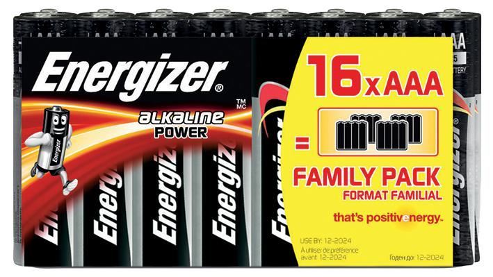 ENRGIZER 16x AAA Alkaline Batteries, Family Pack, 7-Year Shelf Life