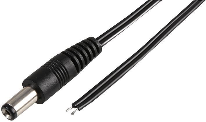Pro Power 2,1mm DC-stekker naar kale uiteinden voedingskabel, 2m