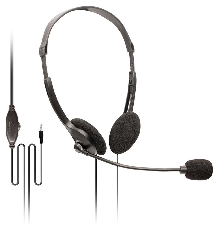 SOUNDLAB - Headset Stereo dengan Mikrofon Boom Berputar, Hitam