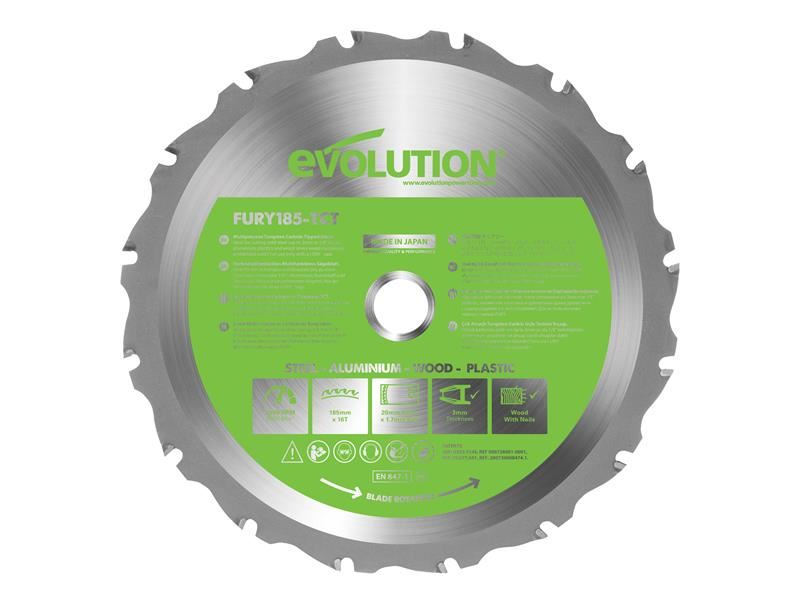 Evolution FURY Multifunctionele TCT Zaagblad 185mm x 20mm