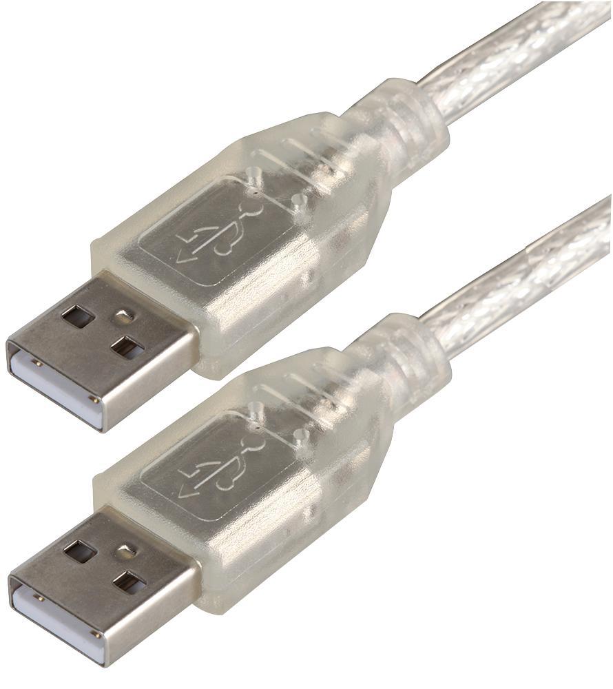 PRO SIGNAL USB 2.0 A Plug naar A Plug Kabel, 3m, Transparant
