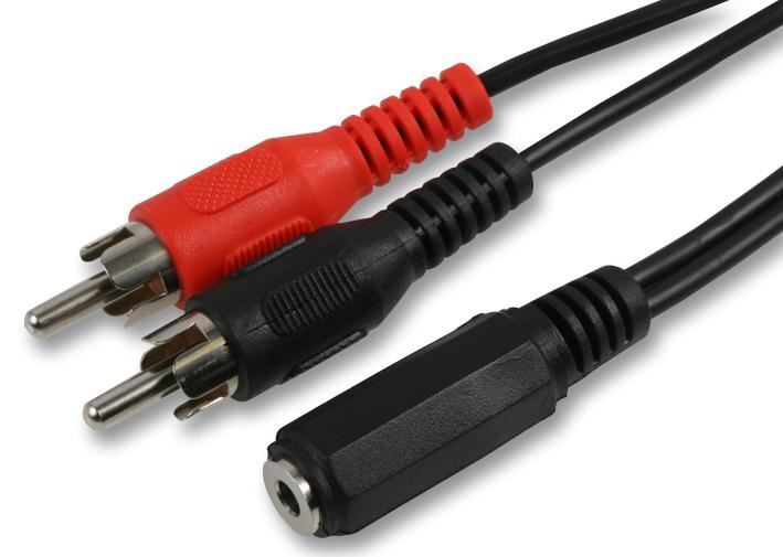 Pro Signal - Teastóir 3.5mm Stereo Jack go 2x RCA Fónó, 2m Dubh