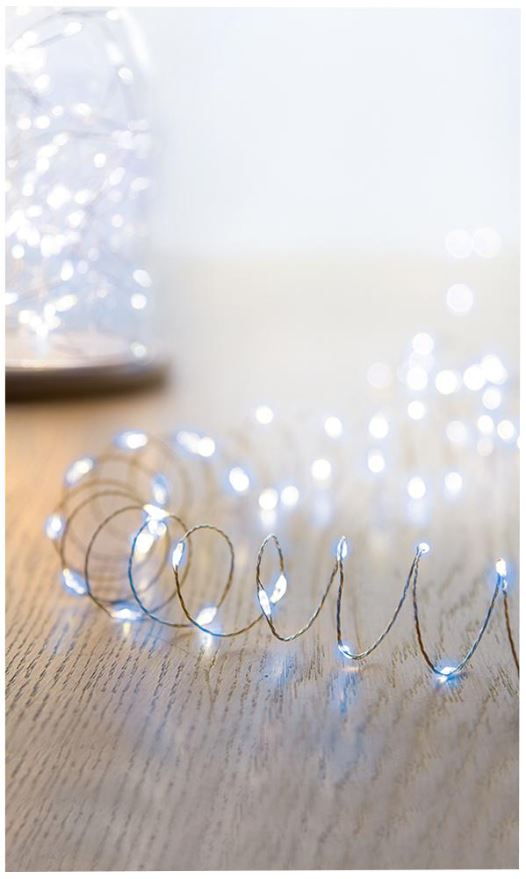 RARAION - 200 LED Lampu Krismas Wayar Pin, Putih, 10m