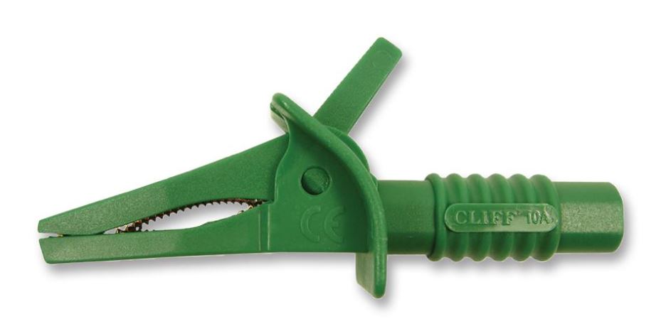 Cliff Crocodile Clip, 25mm Jaw, Green, 10A