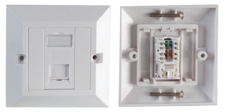 PRO SIGNAL Placa RJ45 Cat6 de 1 Módulo, Blanco