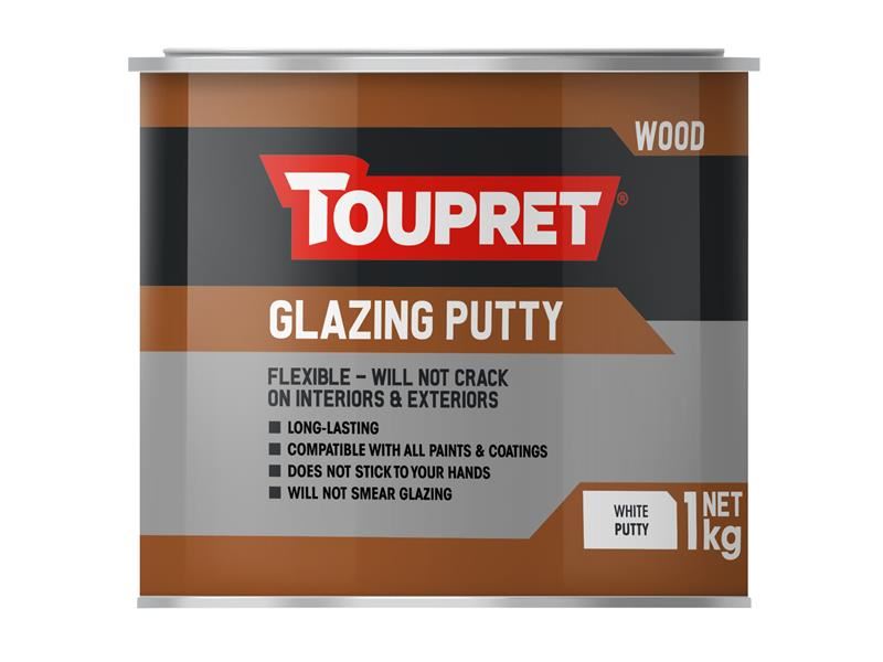 Toupret Glazing Putty, White, 1kg, for Wood & Plywood