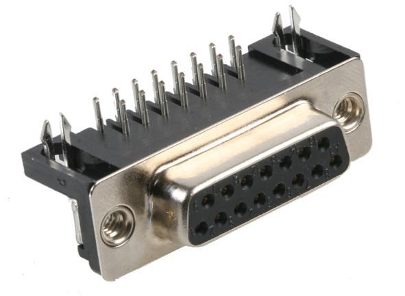 MULTICOMP PRO - Soket PCB D-Sub 15 Pin Sudut Kanan dengan Boardlock