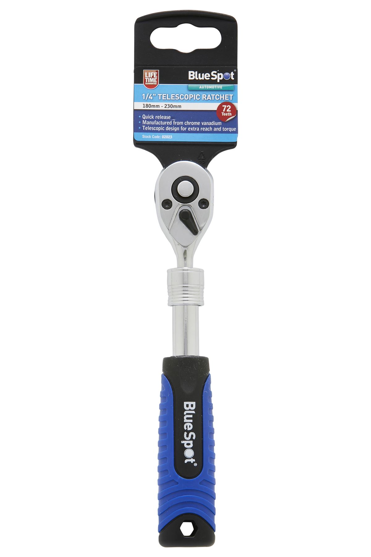 Blue Spot Tools 1/4″ Τηλεσκοπικό Κατσαβίδι Ρατσέτας, 180mm-230mm, 72 Δόντια