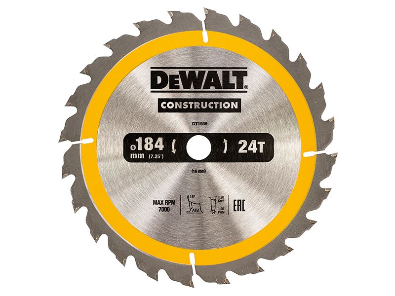 DEWALT Construction - Δισκοπρίονο Ξυλουργικής 184x16mm, 24 δόντια