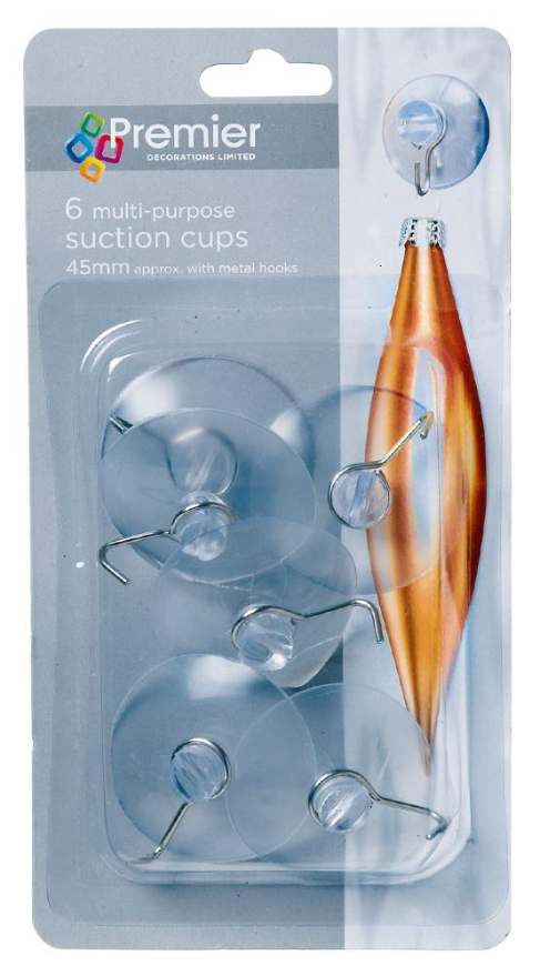 Raraion 43mm Suction Cups with Hook, Pack of 6