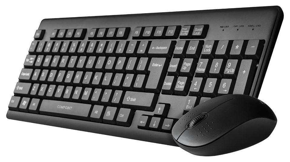 COMPOINT Tastiera e Mouse Wireless per Scrivania, Nero, Layout UK
