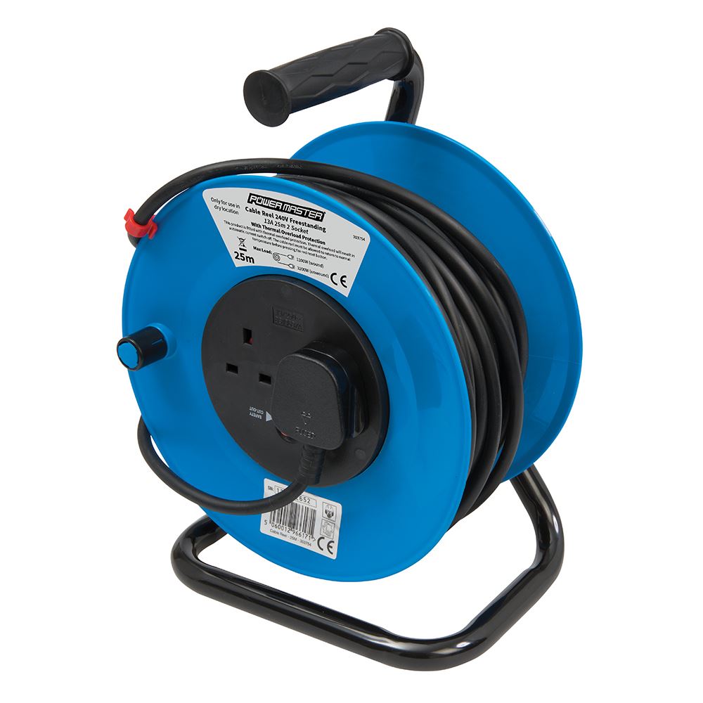 Powermaster - Kabel Gegelung Berdiri Bebas 13A 230V - 2-Gang 25m
