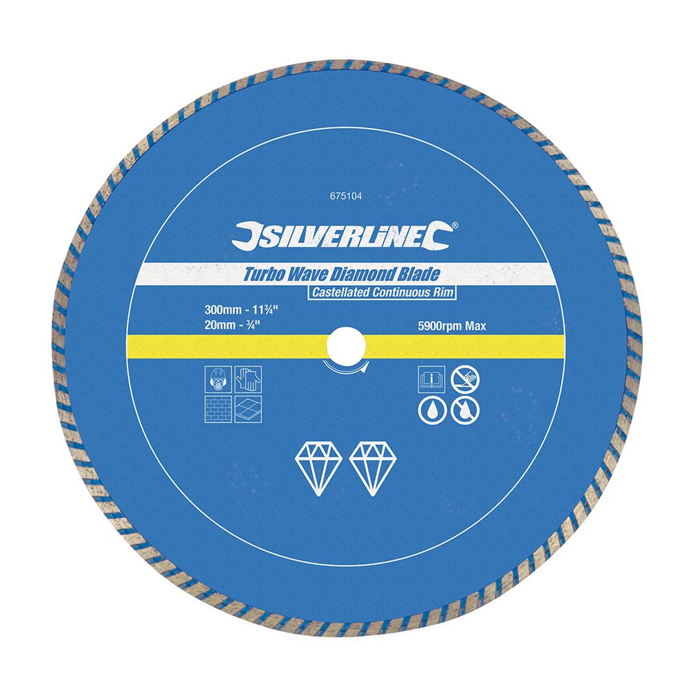 Silverline Turbo Wave Diamond Blade, 300 x 20mm, Continuous Rim