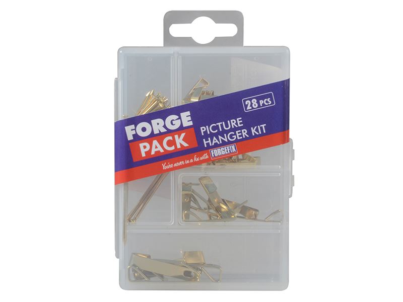 ForgeFix Kit de crochets pour cadres et miroirs, 28 pièces, finition laiton