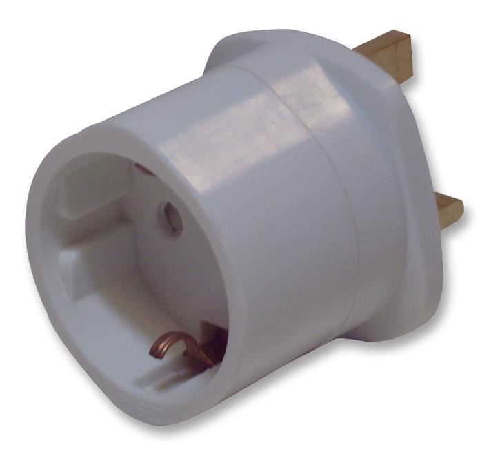 PRO ELEC Adaptador de Viagem Schuko para Tomada UK, Branco, 13A