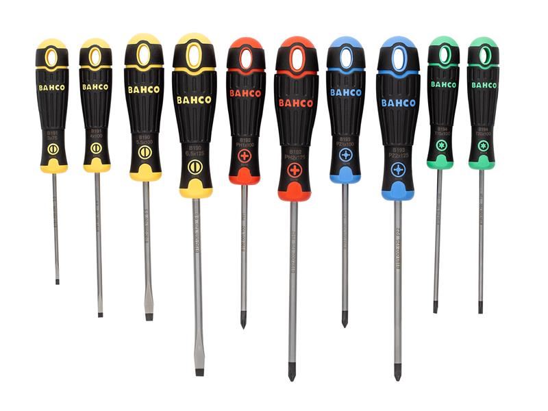 Bahco BAHCOFIT 10-Piece Screwdriver Set, Coloured Handles