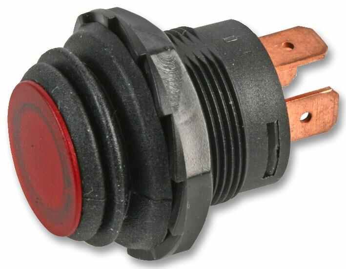 MULTICOMP Tombol Tekan Kalis Air dengan LED Merah SPST Teralun Off-On