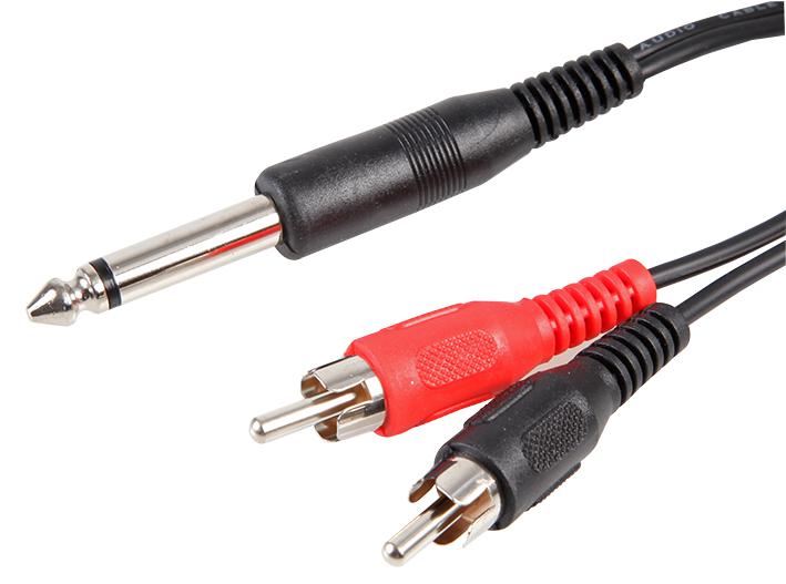 Pro Signal - Câble audio 6,35 mm Mono Jack vers 2x RCA, 2 m, Noir