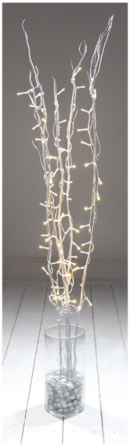 Raraion 1.2m Silver Twig with 80 Warm White LEDs