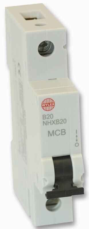 Wylex 20A Single Pole Type B MCB, 6kA