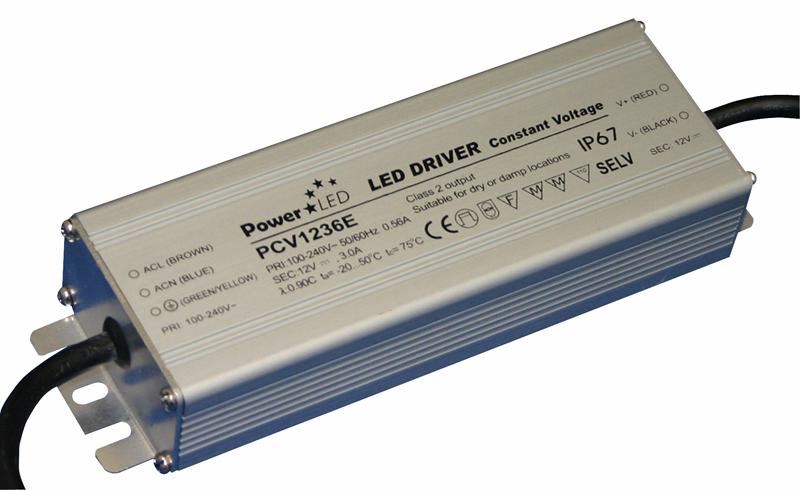 SUNPOWER 36W Constante Spanning Voeding, 12V 3A, IP67