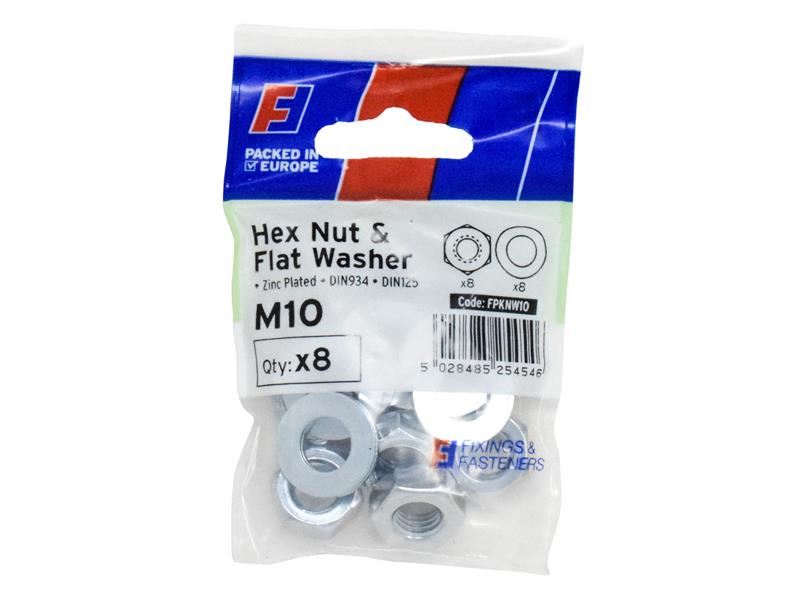 ForgeFix M10ナット＆ワッシャーセット 亜鉛メッキ 8個入