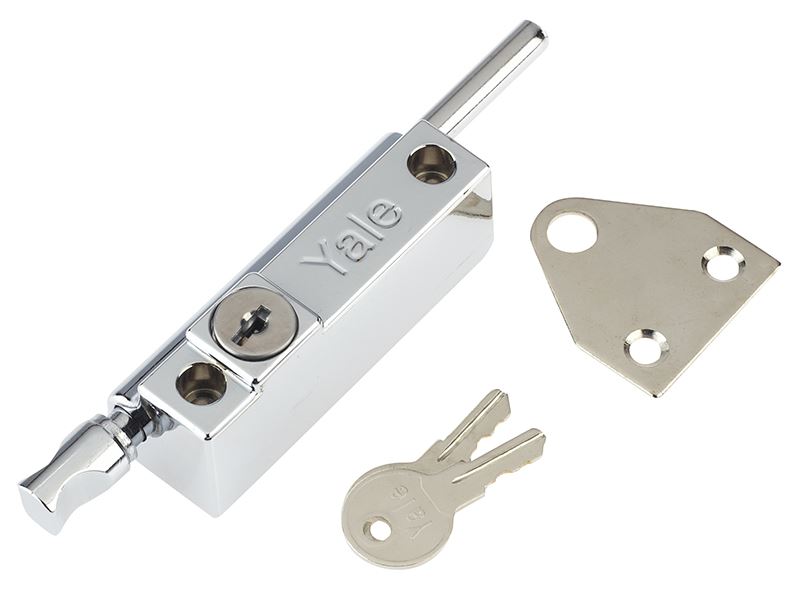 Yale P124 Chrome Push Bolt for Doors with 2 Keys