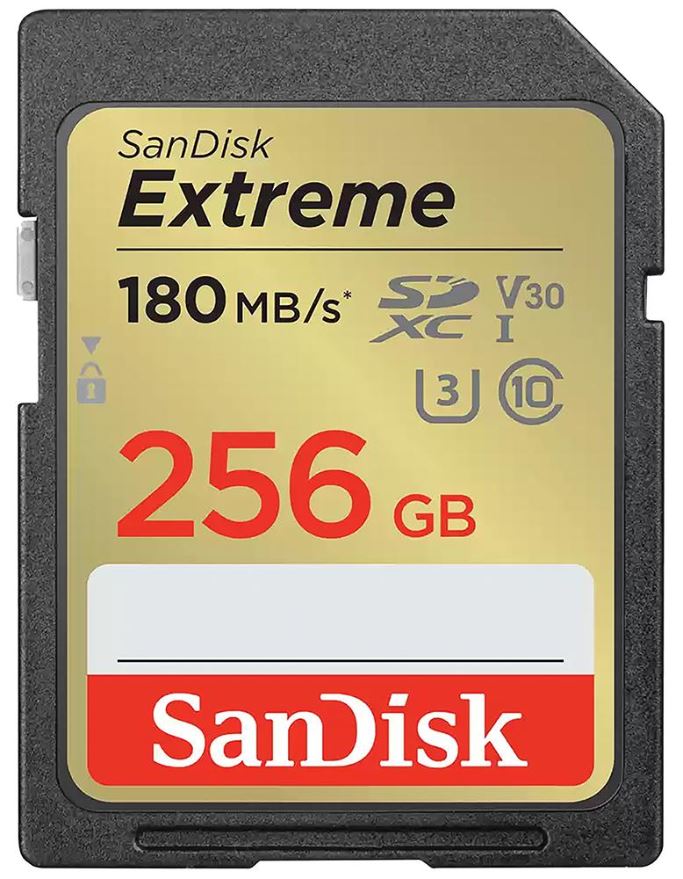 SanDisk Extreme SDXC UHS-I U3 V30 Κάρτα, 256GB, 180MB/s