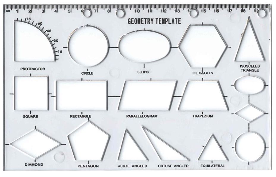 Major Brushes Geometry Stencil Template with Ruler