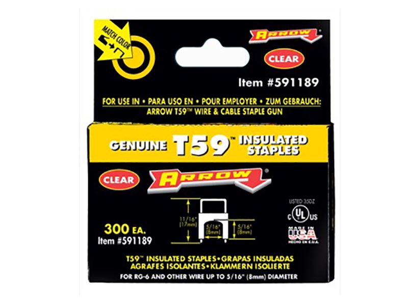 Arrow T59 Insulated Staples Clear 8mm x 8mm (300 Pack)