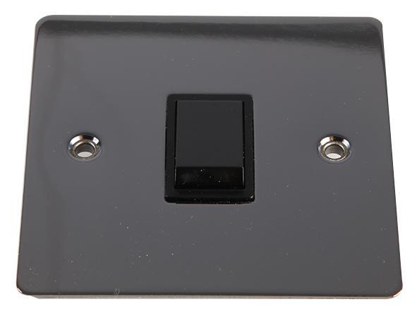 VOLEX Interruptor Plano de 1 Módulo 2 Vías, 10A, Negro Níquel