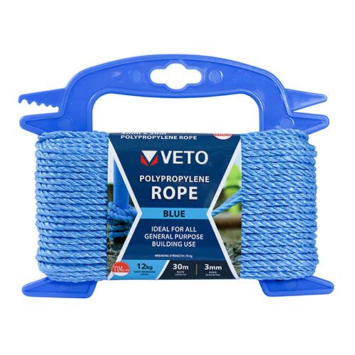 Timco Corda de Polipropileno, Azul, 3mm x 30m com Carretel