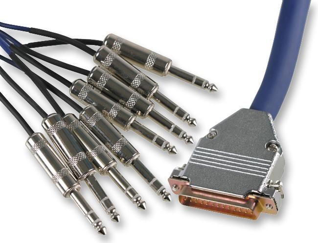 PRO SIGNAL 25 Pin D-Sub to 8x 1/4in Stereo Jack Lead, 2m, Blue