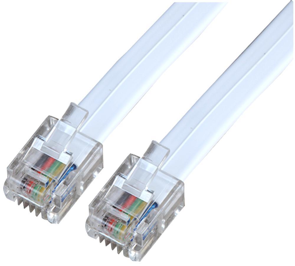PRO SIGNAL RJ12-zu-RJ12 Telefonkabel, 5m, weiß