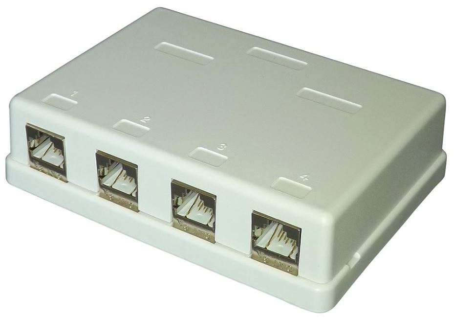 TUK Cat6a Tool-less Inbouwstopcontact, 4-poorts