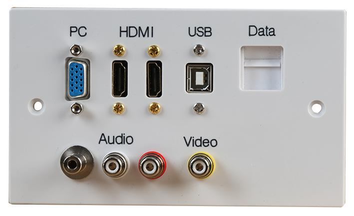 Pro Signal 2-Gang HDMI Wallplate with VGA, USB B, AV & RJ45 Ports