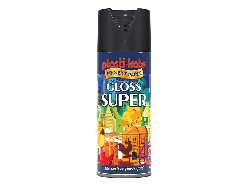 PlastiKote Vernice Spray Super Lucido, Nero, 400ml