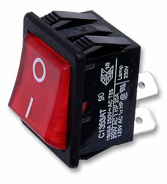 Interrupteur à bascule Arcolectric DPST éclairé, 16A 250V CA, Rouge