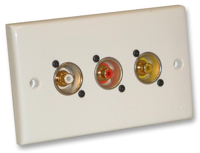 EAGLE 2-Gang AV Wandplaat met 3x Phono NF2D-0 Aansluitingen