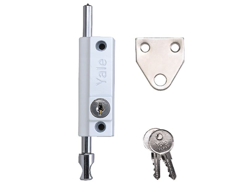 Yale P124 Push Bolt for Doors, White Finish, 2 Keys Included