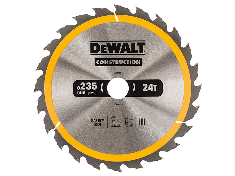 DEWALT Λεπίδα Κυκλικού Πριονιού 235mm, 24 Δόντες, για Ξύλο και Καρφιά