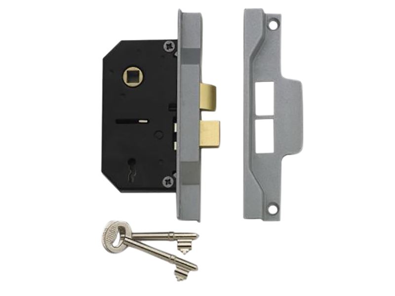 UNION 2242 2 Lever Mortice Rebated Sashlock, Silver Enamel, 78.5mm