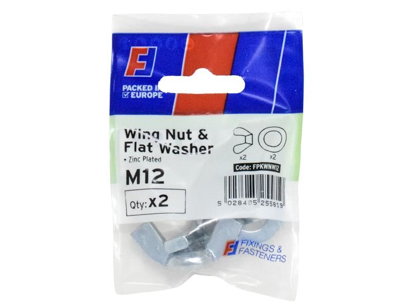 ForgeFix Porca Borboleta e Anilha M12, Zincada, Pacote de 2