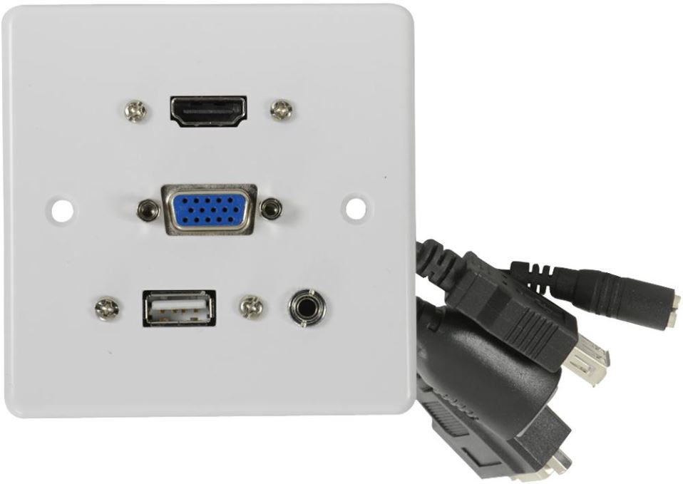 AV:LINK 1-Gang Πλακέτα Τοίχου Πολυμέσων με HDMI, VGA, USB & Audio